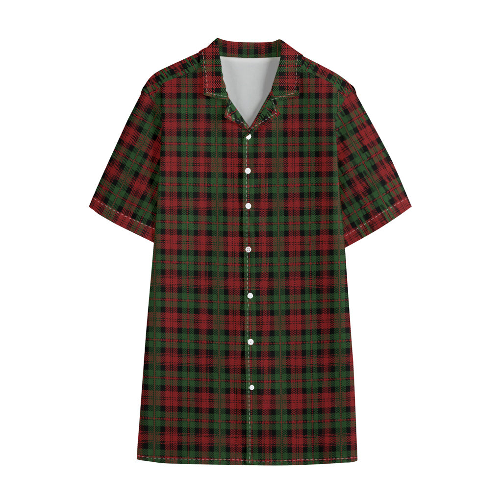 Christmas Tartan Pattern Print Cotton Hawaiian Shirt
