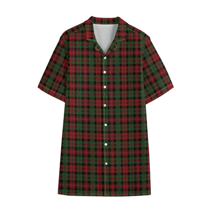 Christmas Tartan Pattern Print Cotton Hawaiian Shirt