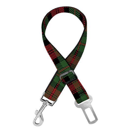 Christmas Tartan Pattern Print Dog Seat Belt
