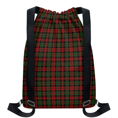 Christmas Tartan Pattern Print Drawstring Backpack