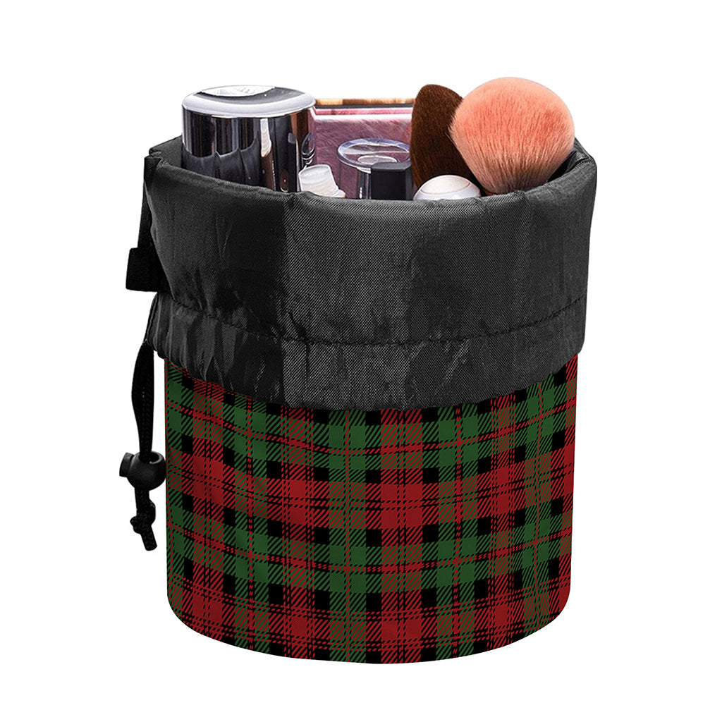 Christmas Tartan Pattern Print Drawstring Makeup Bag
