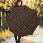 Christmas Tartan Pattern Print Foldable Umbrella