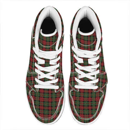 Christmas Tartan Pattern Print High Top Leather Sneakers