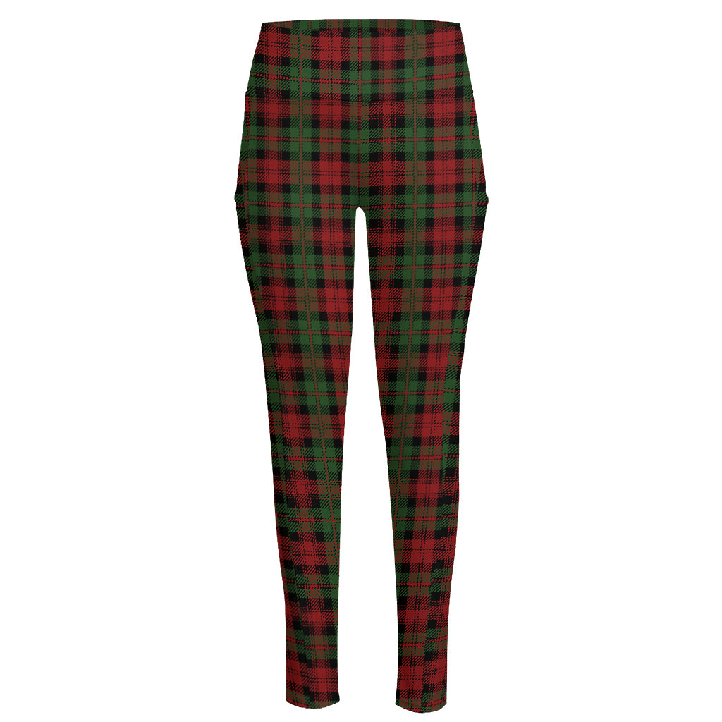 Christmas Tartan Pattern Print High-Waisted Pocket Leggings