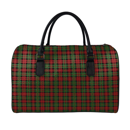 Christmas Tartan Pattern Print Leather Duffle Bag