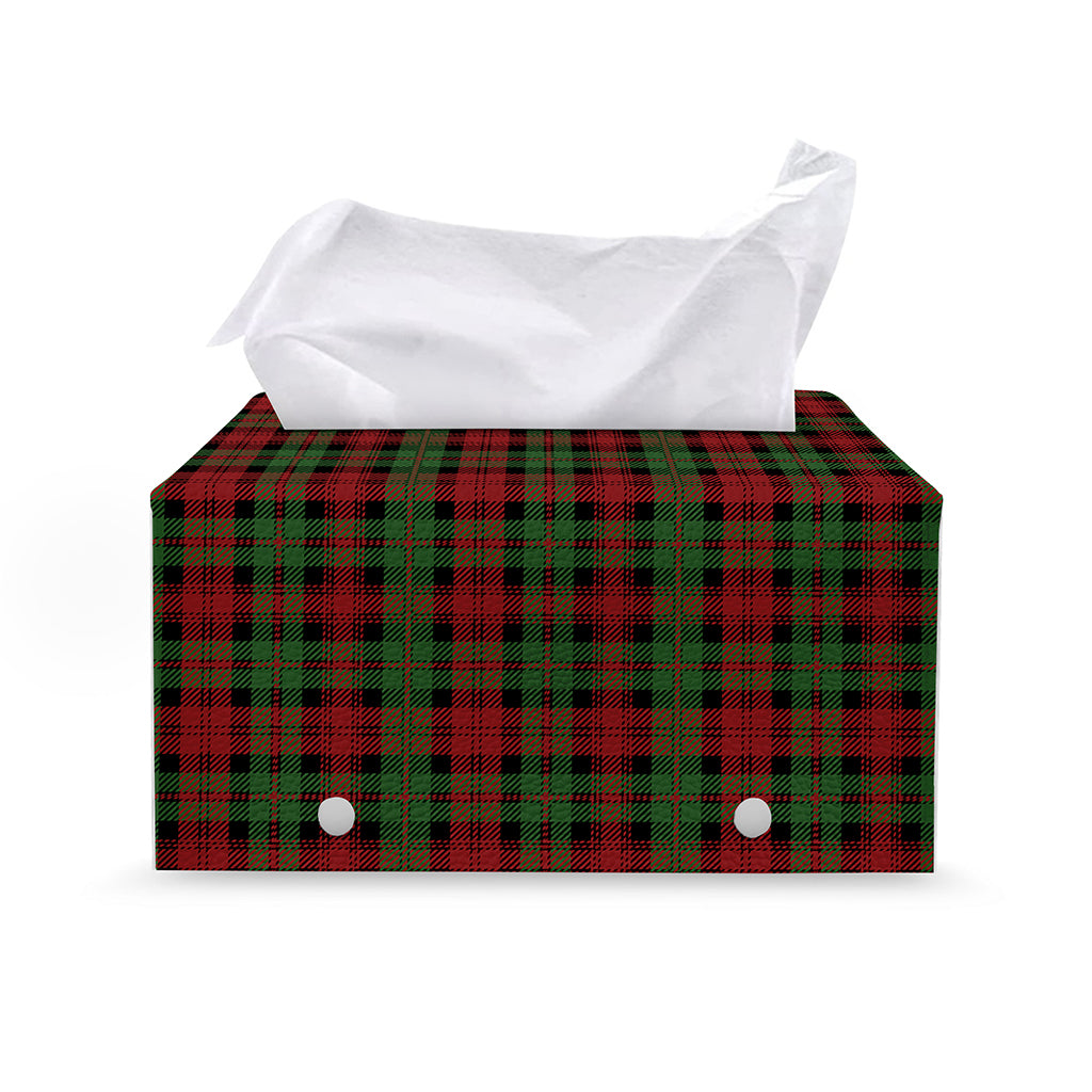 Christmas Tartan Pattern Print Leather Tissue Box Cover
