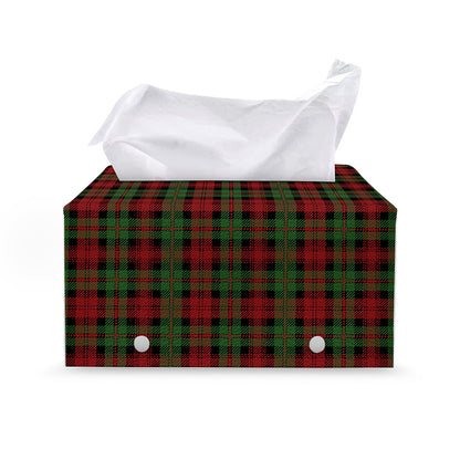 Christmas Tartan Pattern Print Leather Tissue Box Cover