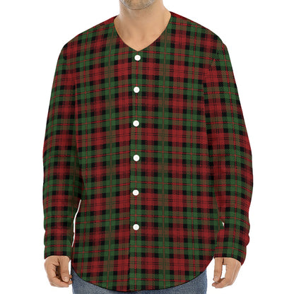 Christmas Tartan Pattern Print Long Sleeve Baseball Jersey