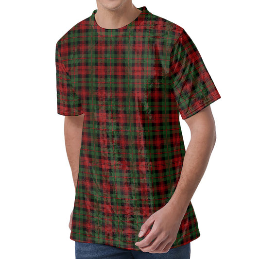 Christmas Tartan Pattern Print Men's Velvet T-Shirt