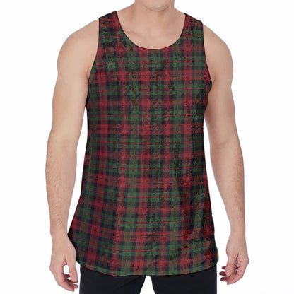 Christmas Tartan Pattern Print Men's Velvet Tank Top