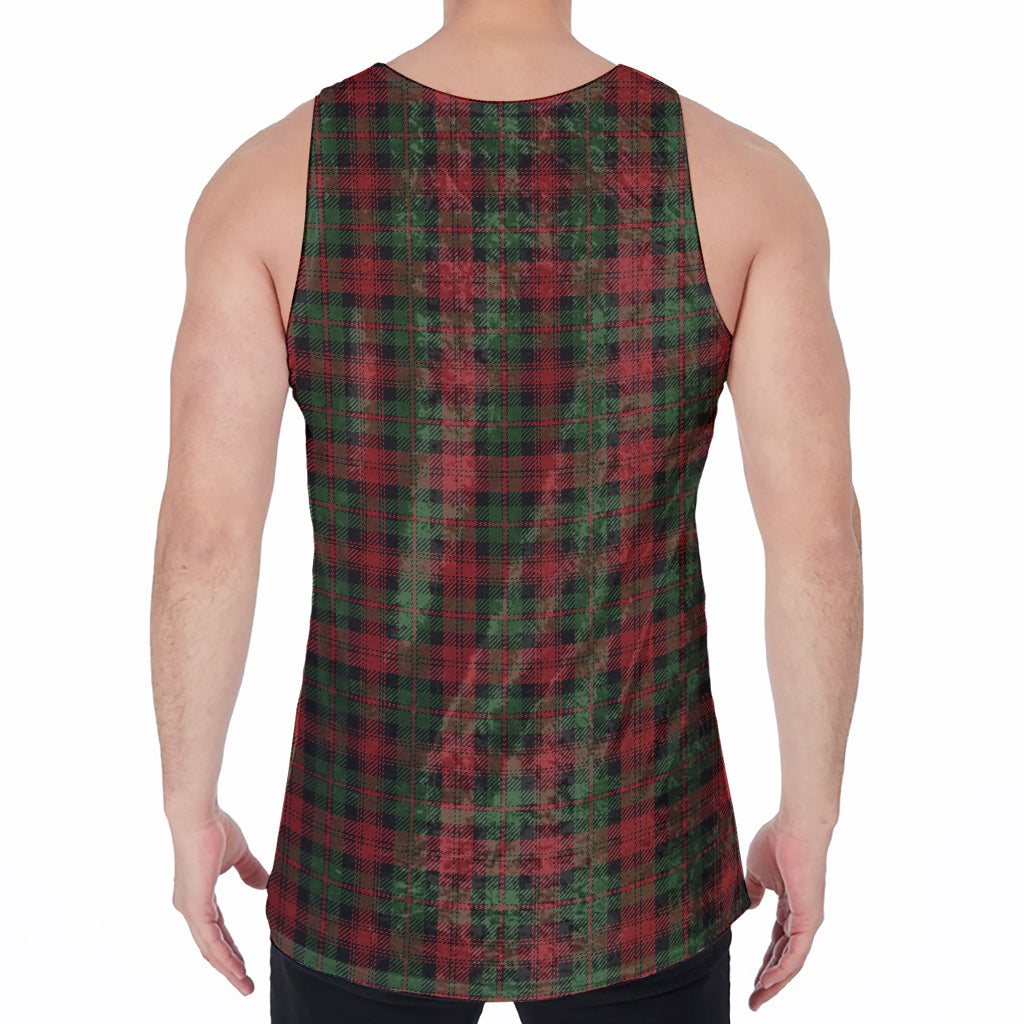 Christmas Tartan Pattern Print Men's Velvet Tank Top