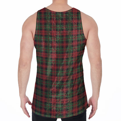 Christmas Tartan Pattern Print Men's Velvet Tank Top