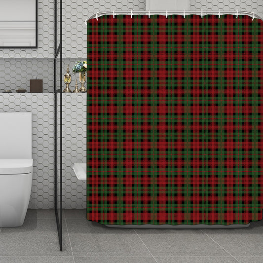 Christmas Tartan Pattern Print Polyester Shower Curtain