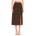 Christmas Tartan Pattern Print Side Slit Midi Skirt