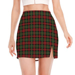 Christmas Tartan Pattern Print Side Slit Mini Skirt