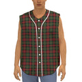 Christmas Tartan Pattern Print Sleeveless Baseball Jersey