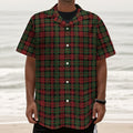 Christmas Tartan Pattern Print Textured Short Sleeve Shirt
