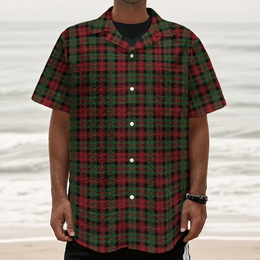 Christmas Tartan Pattern Print Textured Short Sleeve Shirt
