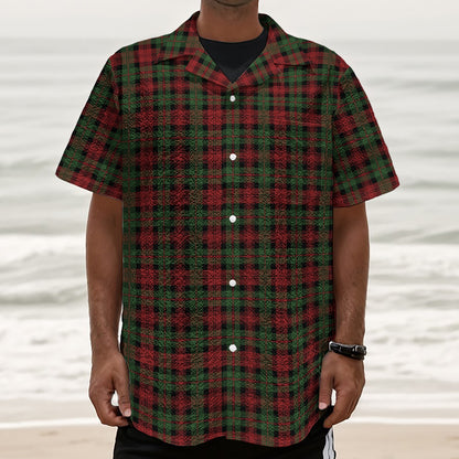 Christmas Tartan Pattern Print Textured Short Sleeve Shirt