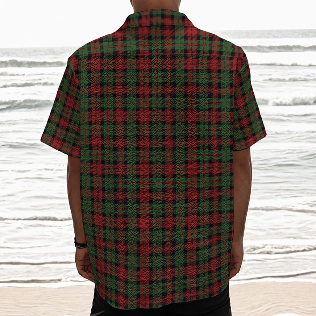Christmas Tartan Pattern Print Textured Short Sleeve Shirt