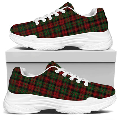 Christmas Tartan Pattern Print White Chunky Shoes