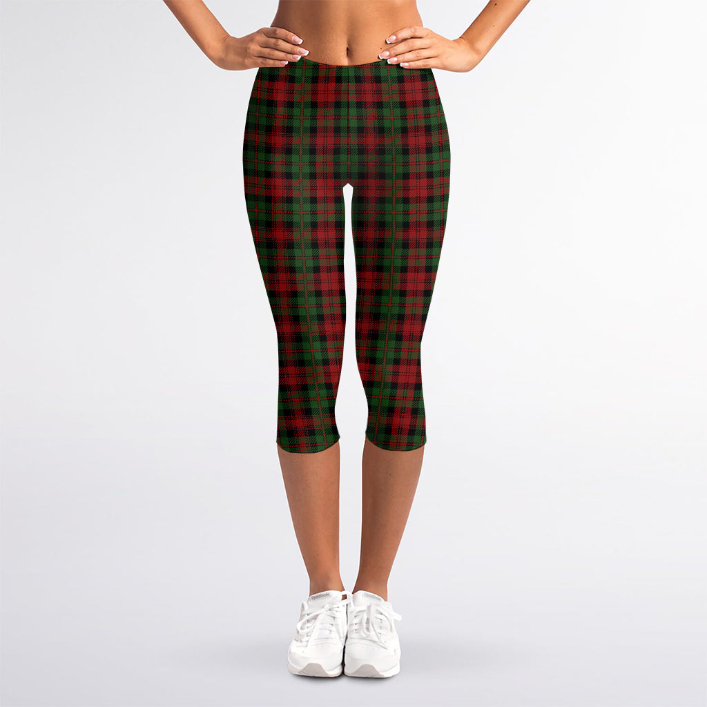 Christmas Tartan Pattern Print Women's Capri Leggings
