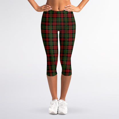 Christmas Tartan Pattern Print Women's Capri Leggings