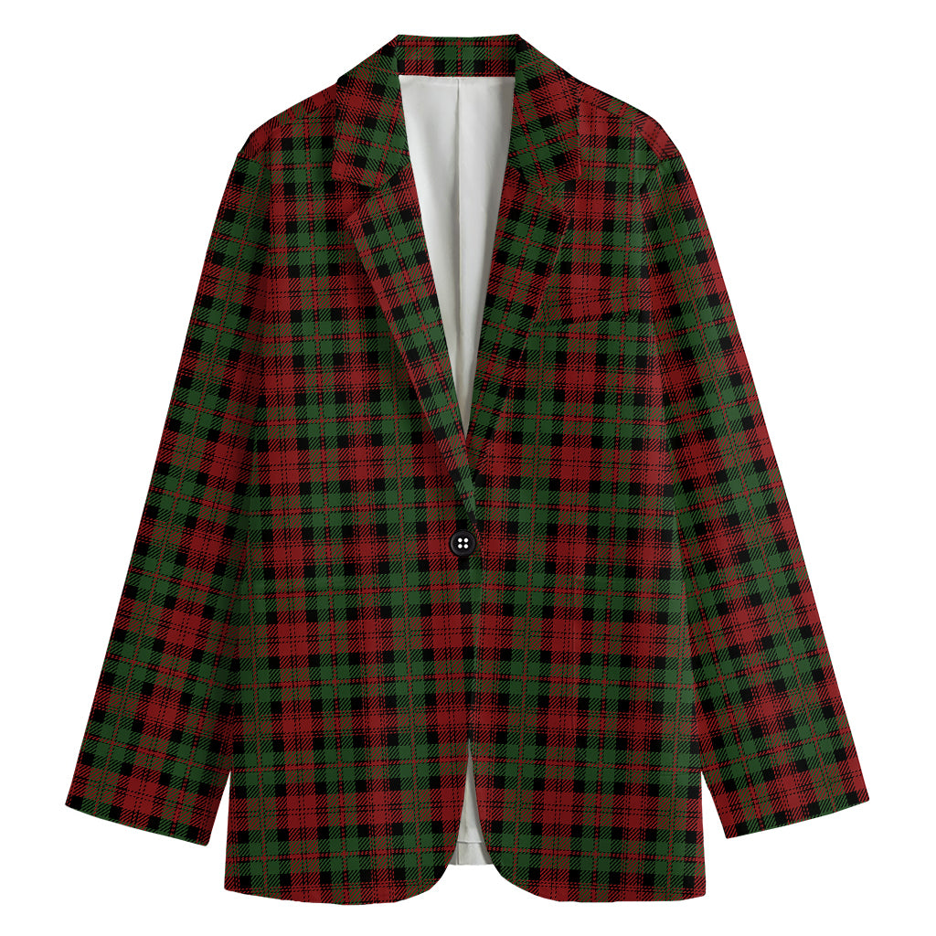 Christmas Tartan Pattern Print Women's Cotton Blazer