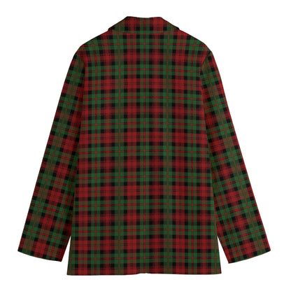 Christmas Tartan Pattern Print Women's Cotton Blazer