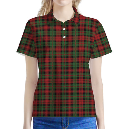 Christmas Tartan Pattern Print Women's Polo Shirt
