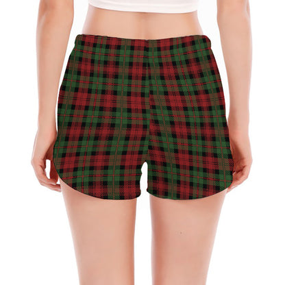 Christmas Tartan Pattern Print Women's Split Running Shorts