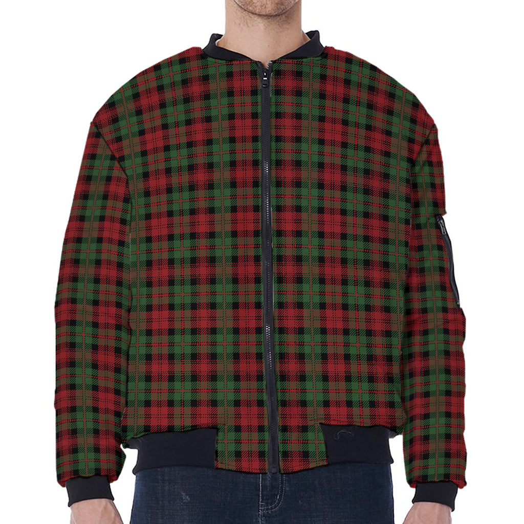 Christmas Tartan Pattern Print Zip Sleeve Bomber Jacket