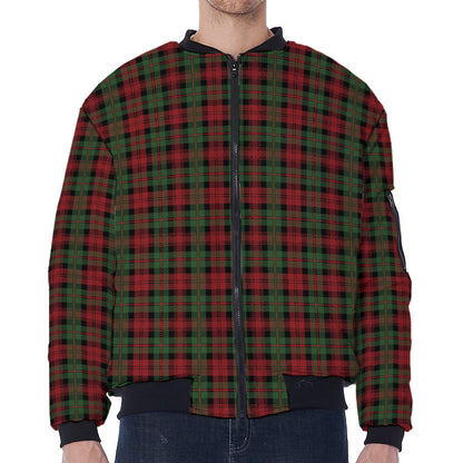 Christmas Tartan Pattern Print Zip Sleeve Bomber Jacket