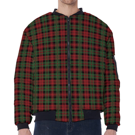 Christmas Tartan Pattern Print Zip Sleeve Bomber Jacket