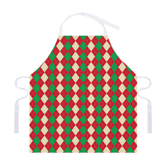 Christmas Themed Argyle Pattern Print Adjustable Apron