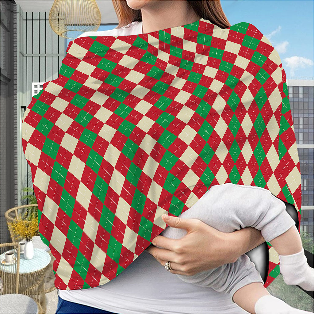 Christmas Themed Argyle Pattern Print Baby Seat Cover