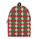 Christmas Themed Argyle Pattern Print Backpack