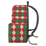 Christmas Themed Argyle Pattern Print Backpack