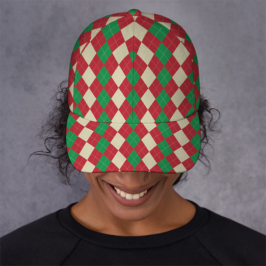 Christmas Themed Argyle Pattern Print Baseball Cap