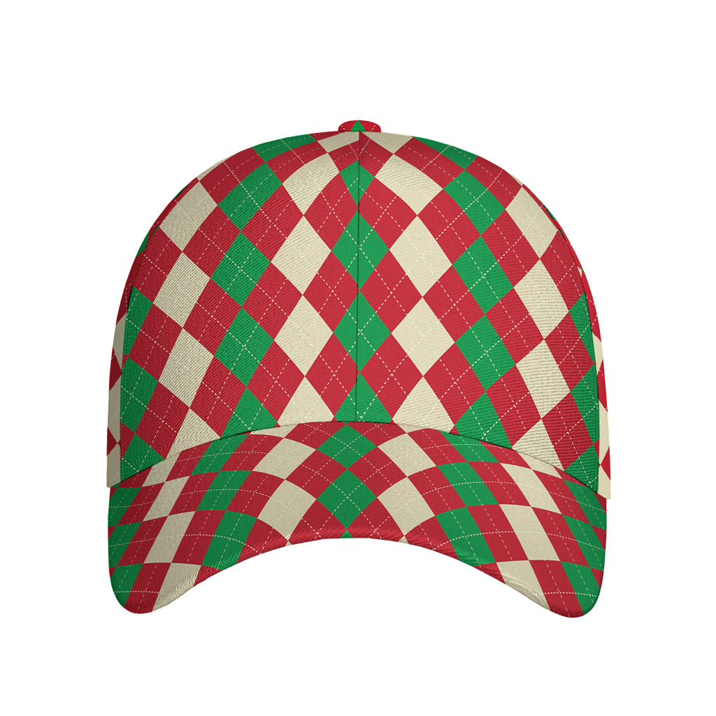 Christmas Themed Argyle Pattern Print Baseball Cap