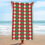 Christmas Themed Argyle Pattern Print Beach Towel