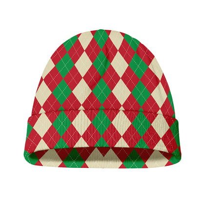 Christmas Themed Argyle Pattern Print Beanie