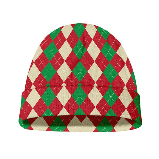 Christmas Themed Argyle Pattern Print Beanie