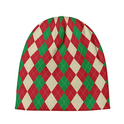 Christmas Themed Argyle Pattern Print Beanie