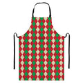 Christmas Themed Argyle Pattern Print Bib Apron With Pocket