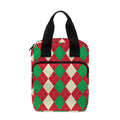 Christmas Themed Argyle Pattern Print Bible Tote Bag