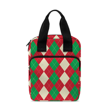 Christmas Themed Argyle Pattern Print Bible Tote Bag