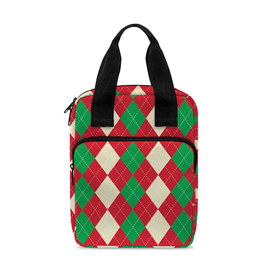 Christmas Themed Argyle Pattern Print Bible Tote Bag