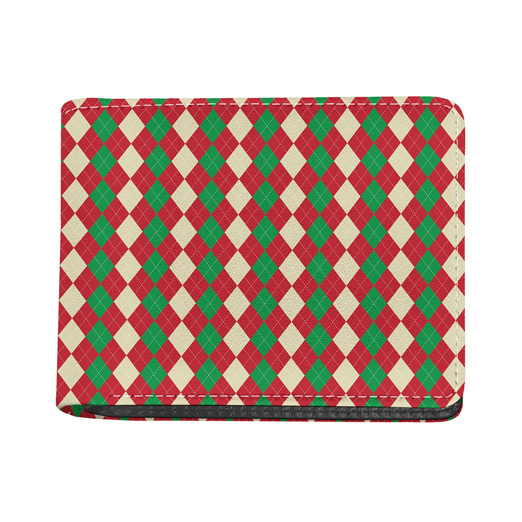 Christmas Themed Argyle Pattern Print Bifold Wallet