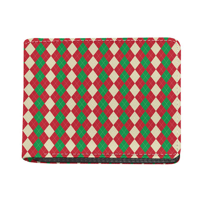 Christmas Themed Argyle Pattern Print Bifold Wallet